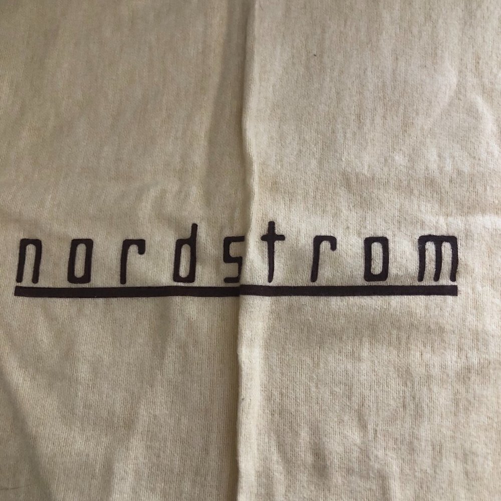 Nordstrom Flannel Drawstring Dustbag Nude Beige & Brown Made in Italy